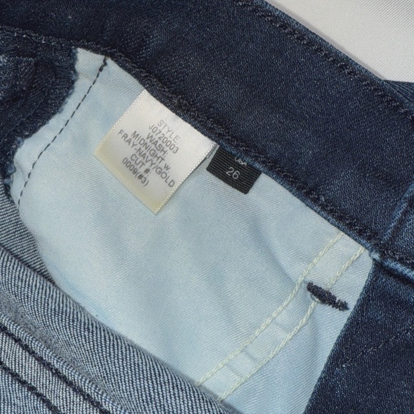 Veronica Beard Carolyn Baby Boot Cut Fray Navy/Gold Jeans Size 26 - Picture 7 of 12